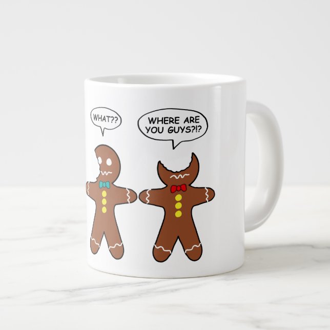 Gingerbread My Leg Hurts Humour White Large Coffee Mug (Front Right)