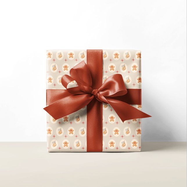 Gingerbread Neutral Pattern Christmas Holiday Wrapping Paper (Creator Uploaded)