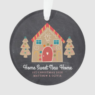Gingerbread New Home Chalkboard Holiday Custom Ornament