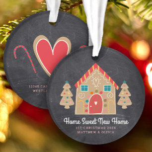 Gingerbread New Home Chalkboard Holiday Custom Ornament