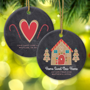 Gingerbread New Home Holiday Chalkboard Custom Ceramic Tree Decoration