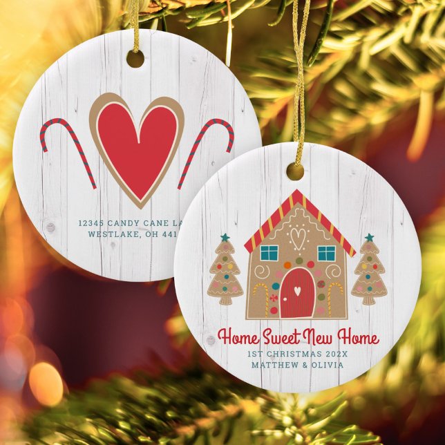 Gingerbread New Home Rustic Wood Holiday Custom Ceramic Tree Decoration (Creator Uploaded)