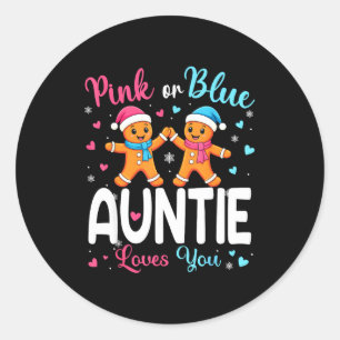 Gingerbread Nk Or Blue Auntie Loves You Christmas  Classic Round Sticker