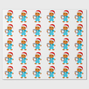 Gingerbread Nurse Christmas 2026 Holiday Healthcar Wrapping Paper