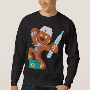 Gingerbread Nurse Christmas Cookies Baking Costume Sweatshirt