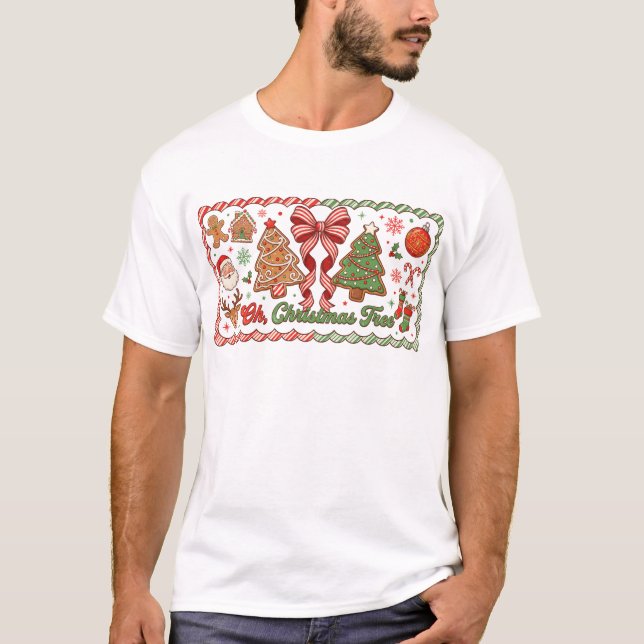 Gingerbread Oh Christmas Tree Art T-Shirt (Front)