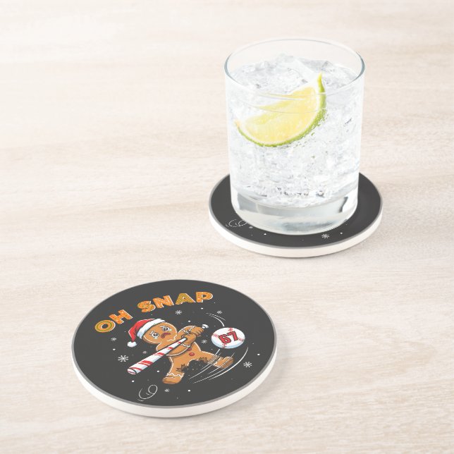 Gingerbread Oh Snap 67 Baseball Coaster (Side)