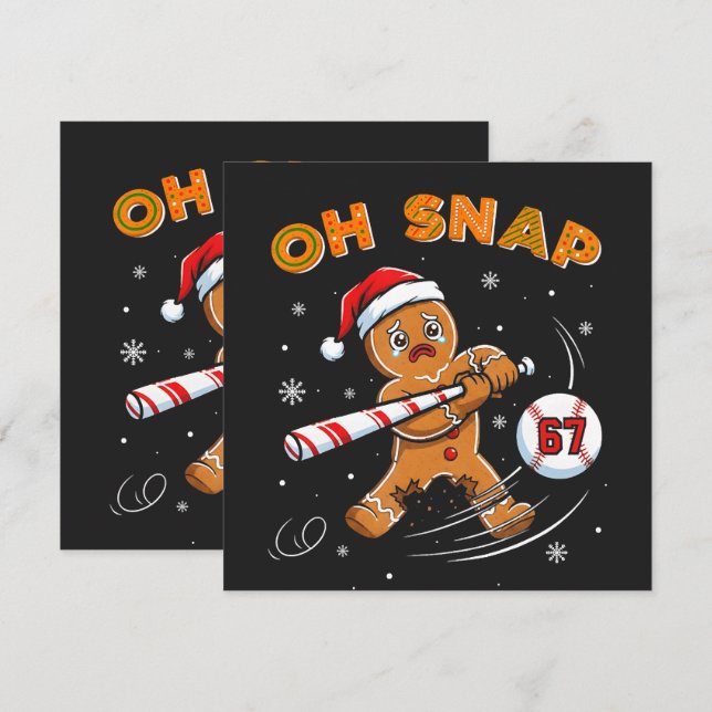 Gingerbread Oh Snap 67 Baseball Invitation (Front/Back)