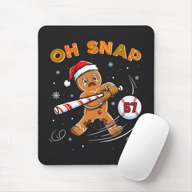 Gingerbread Oh Snap 67 Baseball Mouse Mat (With Mouse)