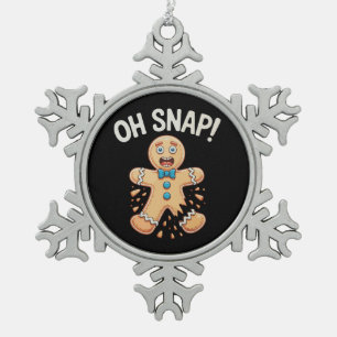 Gingerbread Oh Snap Christmas Cookie Baking Xmas Snowflake Pewter Christmas Ornament