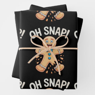 Gingerbread Oh Snap Christmas Cookie Baking Xmas Wrapping Paper Sheet