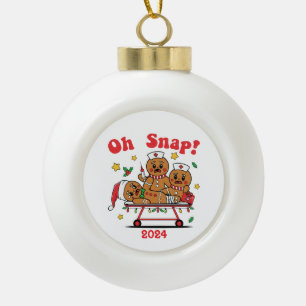 Gingerbread Oh Snap ER Nurse Ceramic Ball Christmas Ornament