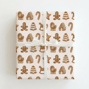 Gingerbread on the pink background. wrapping paper