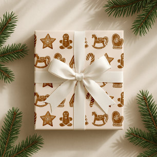 Gingerbread on the pink background. wrapping paper