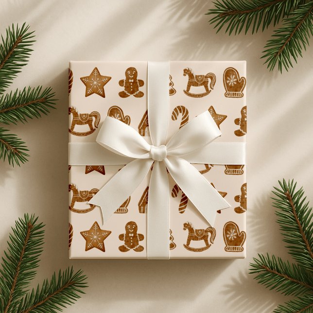 Gingerbread on the pink background. wrapping paper (Creator Uploaded)
