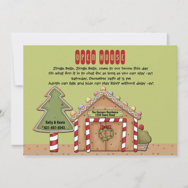 Gingerbread Open House Invitation (Front)