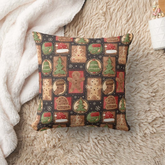 Gingerbread Ornaments Christmas Cushion (Blanket)