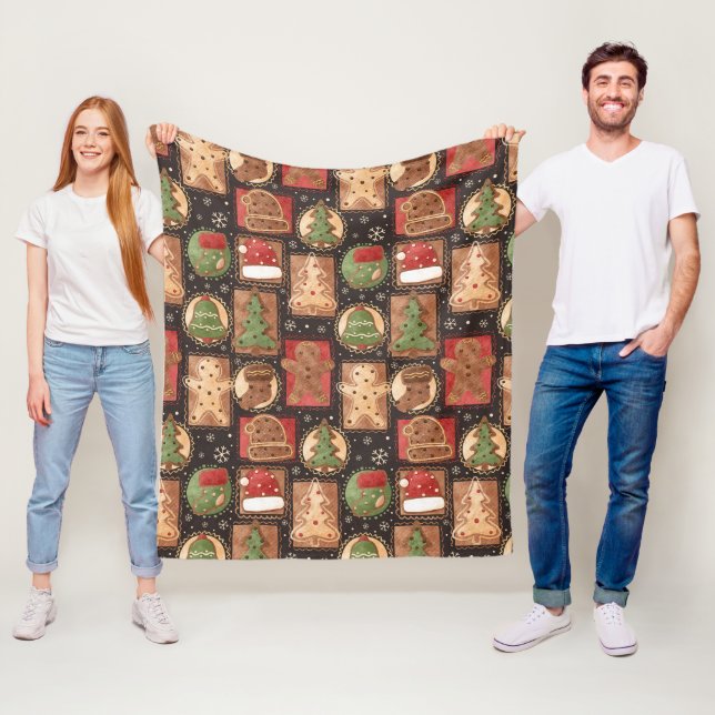 Gingerbread Ornaments Christmas Fleece Blanket (In Situ)
