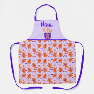 Gingerbread Pattern Grandma Gift Purple Apron
