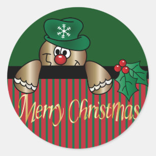 Gingerbread Peeker Christmas Classic Round Sticker