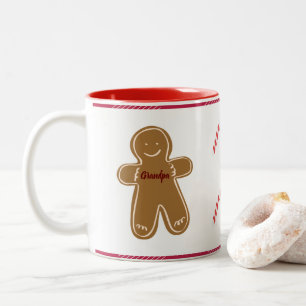 Gingerbread Personalise Grandma Grandpa Holiday Two-Tone Coffee Mug