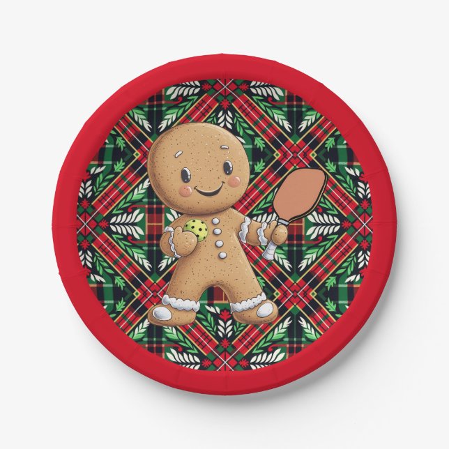Gingerbread pickleball paper plate (Front)