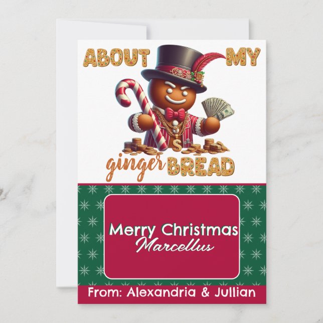 Gingerbread Pimp Funny Christmas Gift Card Holder (Front)