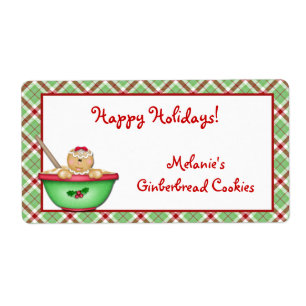 Gingerbread Plaid Label