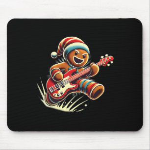 Gingerbread Playing Guitar Christmas Musician Guit Mouse Mat