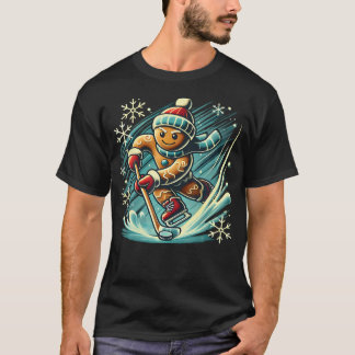 Gingerbread Playing Ice Hockey Lovers Boys Girls C T-Shirt