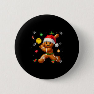 Gingerbread Playing Softball Christmas Player Kids 6 Cm Round Badge