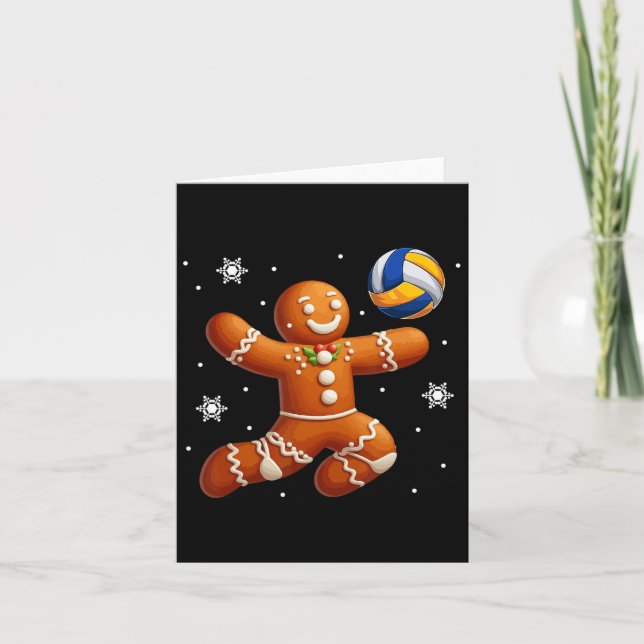 Gingerbread Playing Volleyball Christmas Cookie Pl Card (Front)