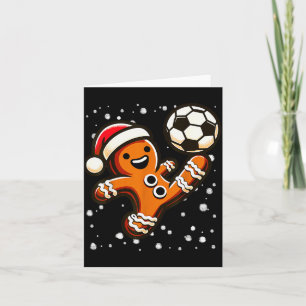Gingerbread Plays Soccer Bicycle Kick, Cookie Chri Card