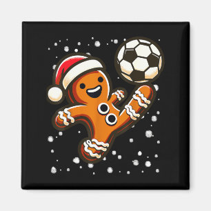 Gingerbread Plays Soccer Bicycle Kick, Cookie Chri Magnet