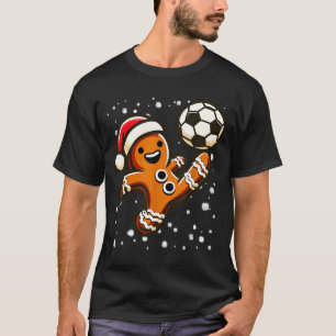 Gingerbread Plays Soccer Bicycle Kick, Cookie Chri T-Shirt