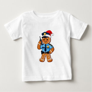 Gingerbread Police Officer Christmas 2026 Holiday Baby T-Shirt