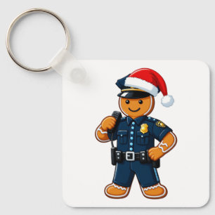 Gingerbread Police Officer Christmas 2026 Holiday Key Ring