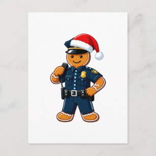 Gingerbread Police Officer Christmas 2026 Holiday Postcard