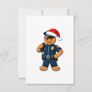Gingerbread Police Officer Christmas 2026 Holiday Thank You Card