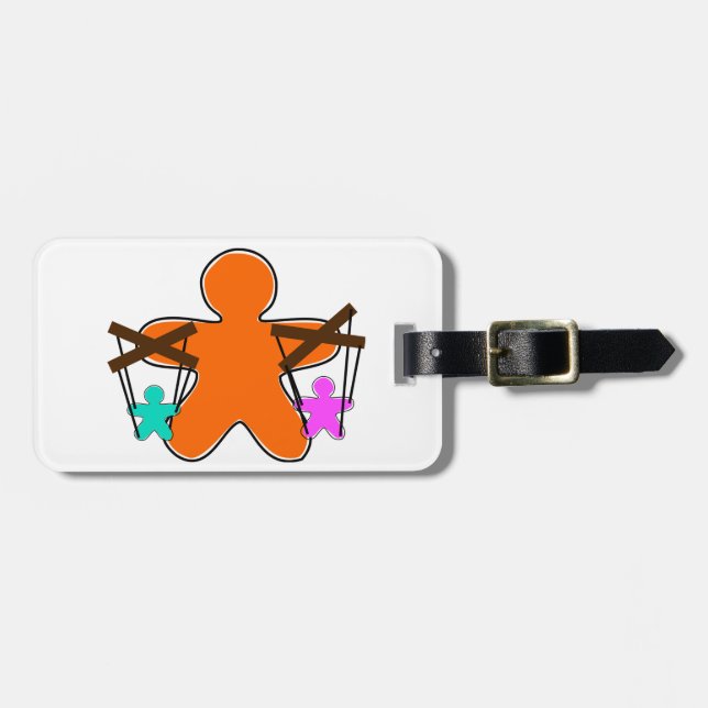 Gingerbread Puppet Master Controlling Characters Luggage Tag (Front Horizontal)