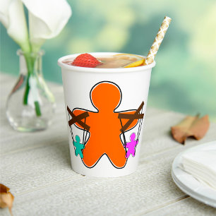 Gingerbread Puppet Master Controlling Characters Paper Cups