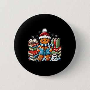 Gingerbread Reading Book Lovers Christmas Bookworm 6 Cm Round Badge