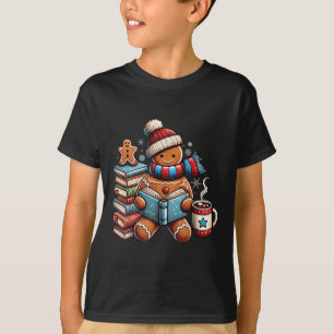 Gingerbread Reading Book Lovers Christmas Bookworm T-Shirt