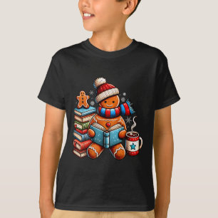 Gingerbread Reading Book Lovers Christmas Bookworm T-Shirt