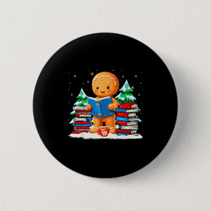 Gingerbread Reading Books Librarians Merry Christm 6 Cm Round Badge