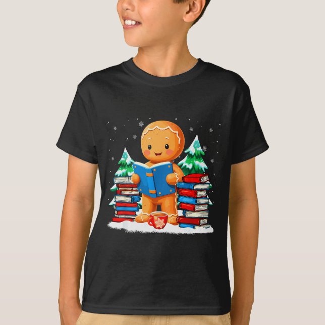 Gingerbread Reading Books Librarians Merry Christm T-Shirt (Front)