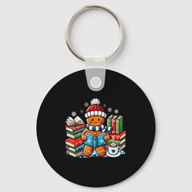 Gingerbread Reading Teacher Bookish Library Kids U Key Ring (Front)