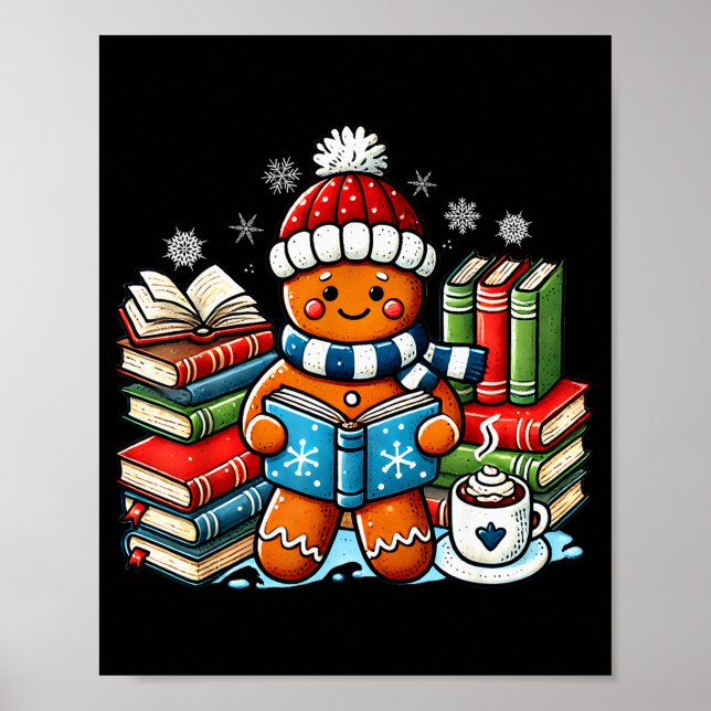 Gingerbread Reading Teacher Bookish Library Kids U Poster (Front)