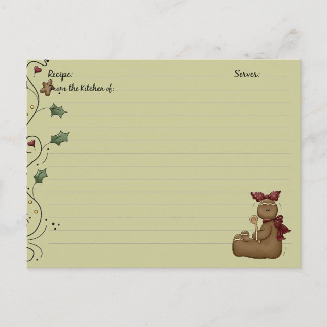 Gingerbread Recipe Cards (Front)