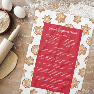 Gingerbread Recipe Sweet Christmas Keepsake Gift Tea Towel